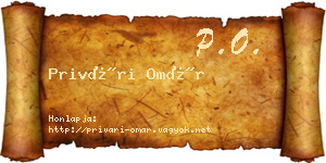 Privári Omár névjegykártya